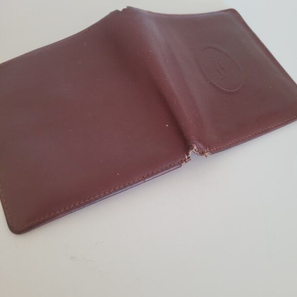 Cartier Men's Vintage Bifold Leather Bordeaux Red Wallet Medium Retro Card Fair - Picture 11 of 13